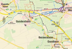 Hiwwel-Route Karte &copy; Verbandsgemeinde Wonnegau /Wolf -Grafik-Druck
